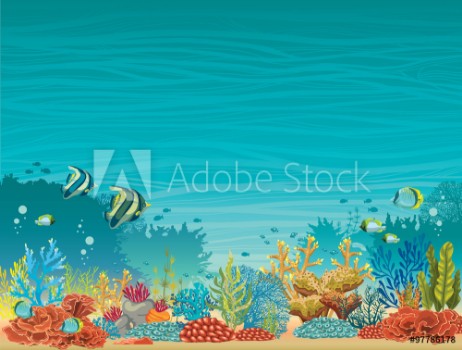 Bild på Underwater seascape - coral reef and fish